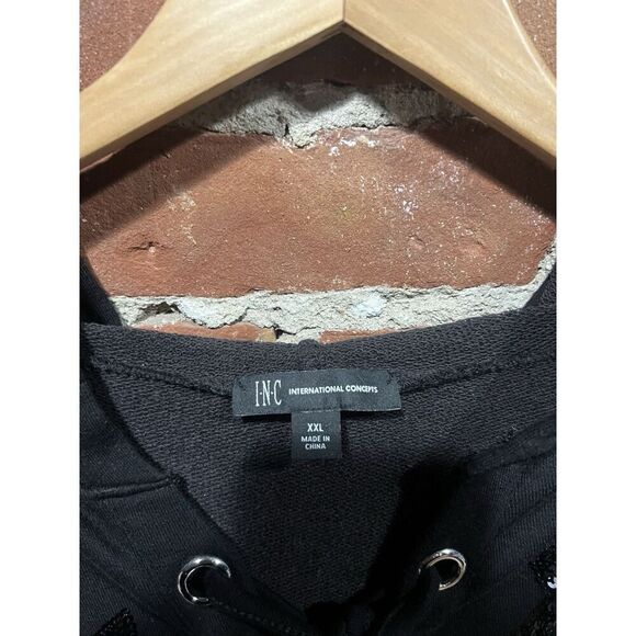 International Concepts Womens Black Pullover Sweatshirt Lightweight Hooded 2XL - Picture 3 of 4